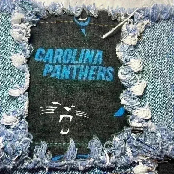 Carolina Panthers Pocketbook Handmade One of a Kind Made of Denim - Picture 3 of 10